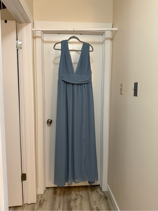 Lulus Dresses & Skirts - Lulu's Dusty Blue Deep V Chiffon Maxi Dress